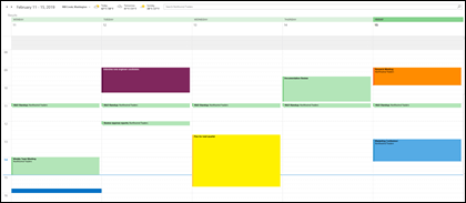 En gruppekalender, der vises i skrivebordsversionen af Outlook