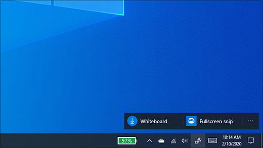 Menuen Windows Ink-arbejdsområde med indstillinger for Whiteboard og klip & skitseindstillingerne