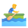 Emoji med teammand i robåd