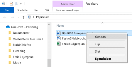 gåde pude navigation Gendan slettede filer eller mapper i OneDrive - Microsoft Support