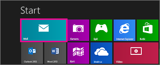Windows 8 Start-siden med feltet Mail