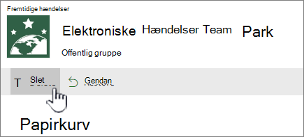 Papirkurvens Slet element-knap i SharePoint Online