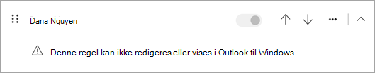 Nogle typer regler på klientsiden, der er overført fra klassisk Outlook, kan ikke redigeres eller vises i det nye Outlook.