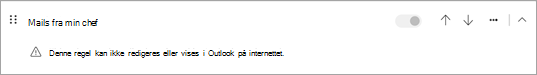 Denne regel kan ikke redigeres eller vises i Outlook på internettet