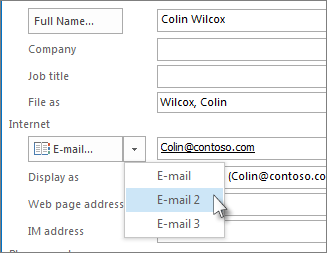Tilføj en ekstra mailadresse for en kontakt