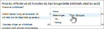 Indsættelse af et link i en wiki