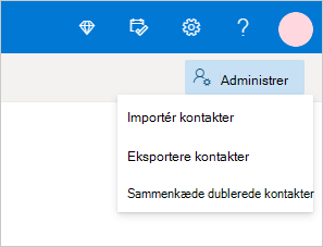 Administrer menuen Kontakter på Outlook.com