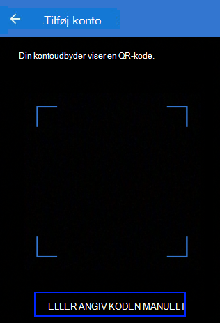 Skærmbillede til scanning af en QR-kode