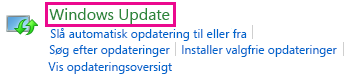 Link til Windows Update i Kontrolpanel i Windows 8