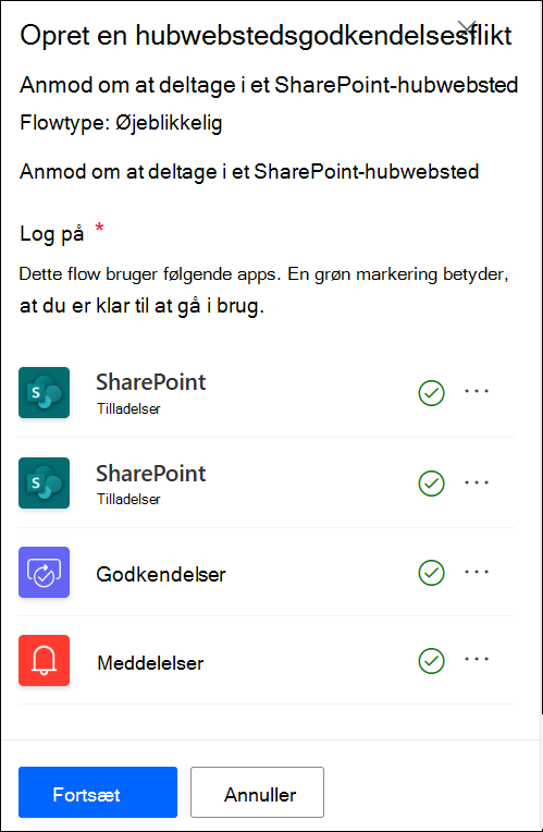 skærmbillede af hubwebstedets godkendelsesapp, der er logget på