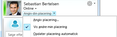Angive placering for Lync