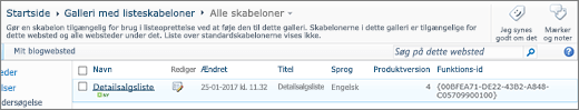 Listegalleriside med én listeskabelon