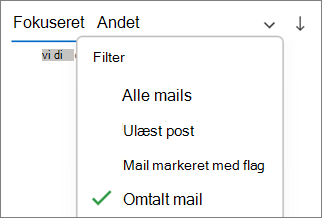 Filtrer til omtalt mail i Outlook til Windows