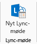 Skærmbillede af ikonet for nyt Lync-møde på båndet