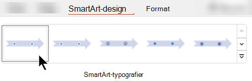 På fanen SmartArt-design kan du bruge SmartArt-typografier til at vælge en figur, farve og effekter til grafikken.
