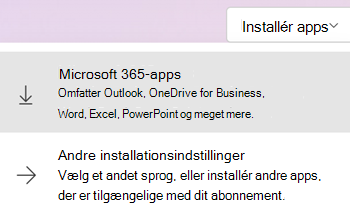Installér apps på Microsoft365.com
