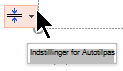 Værktøjet Indstillinger for Autotilpas vises, når en pladsholder er fyldt med tekst