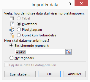 Guiden Dataforbindelse > Importér data