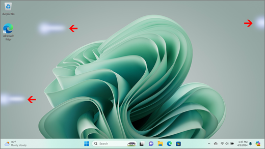 Lyse områder med en blå nuance vises på en Surface-skærm.
