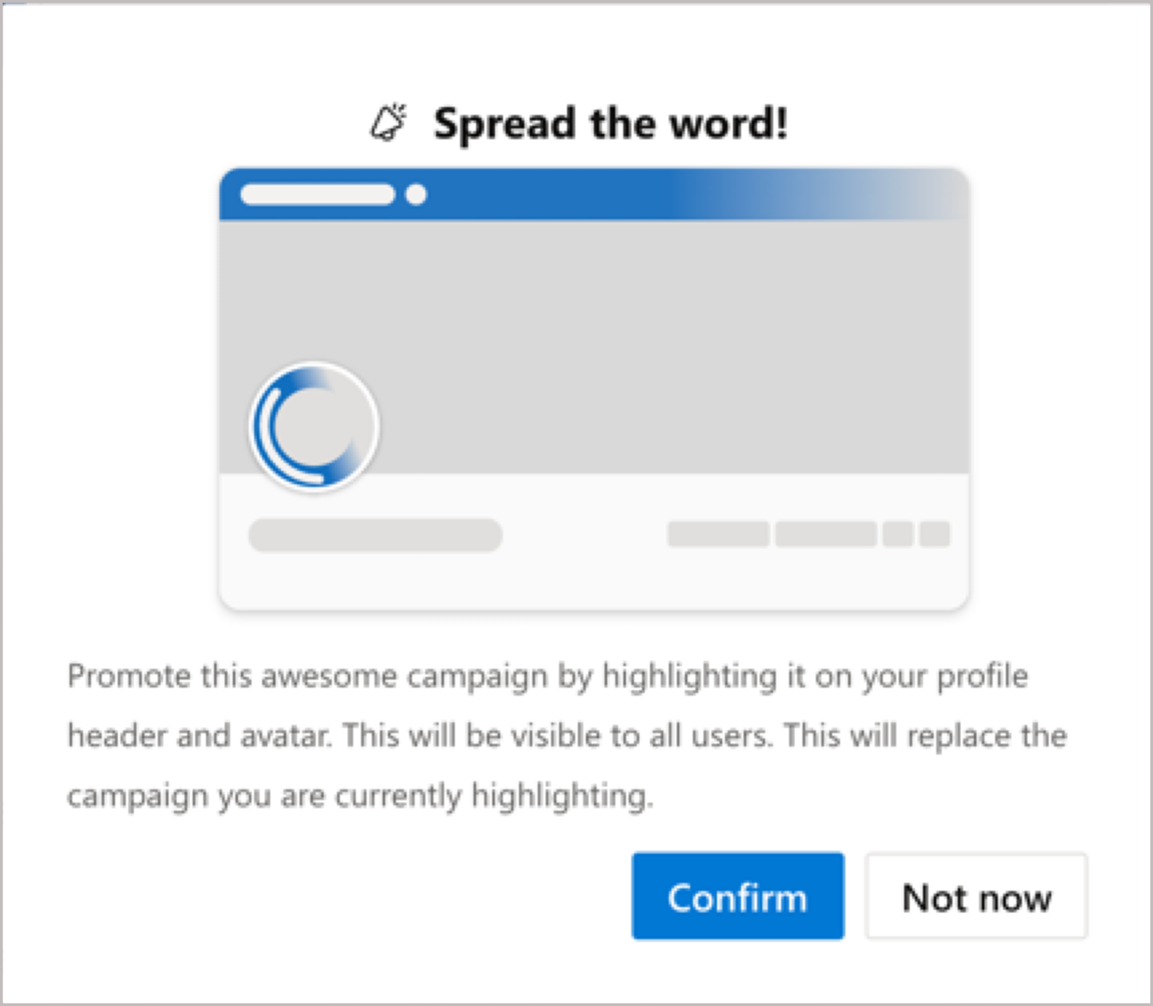 Når du deltager i en kampagne, bliver du spurgt, om du vil medtage en skråstreg på din profil.