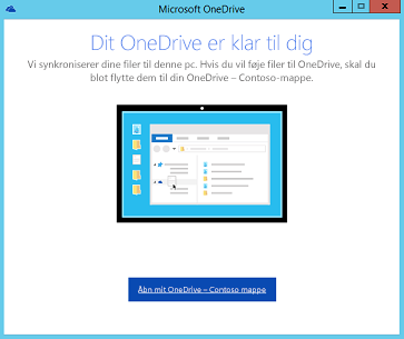 Skærmbillede af den afsluttende side i konfigurationsguiden til næste generations synkroniseringsklient til OneDrive for Business
