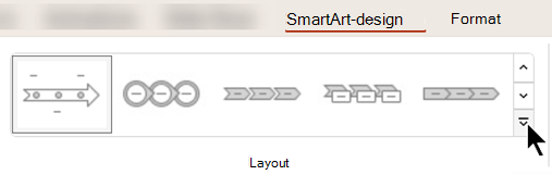 På fanen SmartArt-design på båndet skal du bruge galleriet Layout til at vælge et andet design til grafikken.