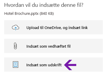 Indstillingen for filudskrift i OneNote til Windows 10