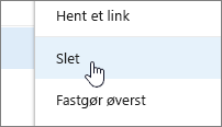 Slet menupunkt i menuen ellipse