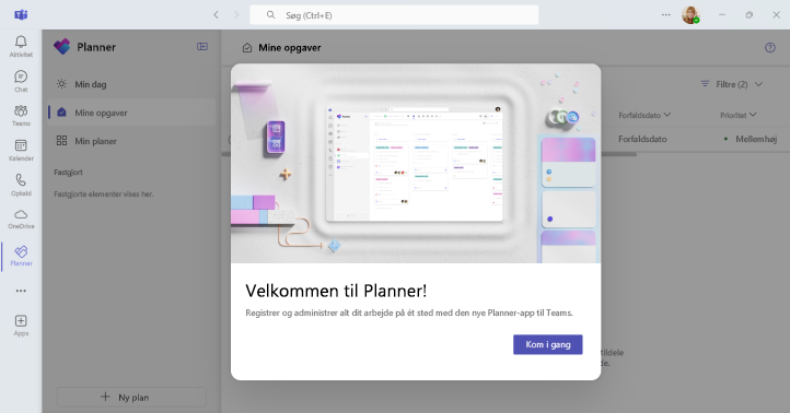 Skærmbillede af, hvordan du får adgang til Planner i Teams.