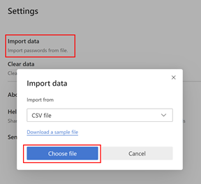 Desktop Chrome-browser Importér data CSV-placering