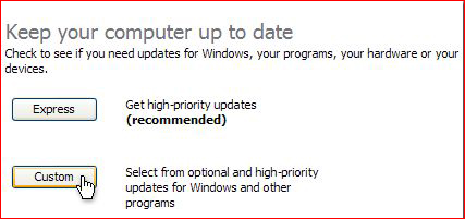 Dette starter Internet Explorer og åbner Microsoft Update – vinduet Windows Internet Explorer