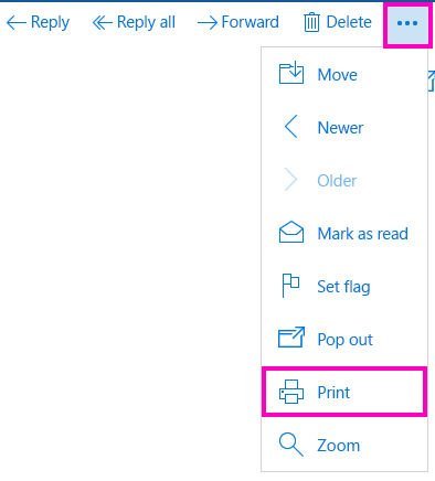 Udskriv en mail i Mail til Windows 10