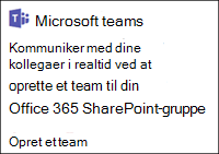 Opret et Microsoft-team