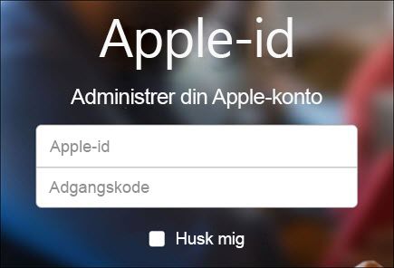 Log på med dit iCloud brugernavn og adgangskode