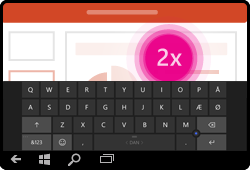 Bevægelse for aktivering af tastatur i PowerPoint til Windows Mobile