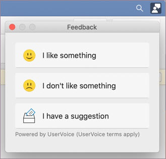 Send feedback fra Word MacOS