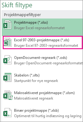 Excel 97-2003-projektmappeformat