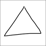 Viser en ligesidet trekant tegnet med håndskrift.