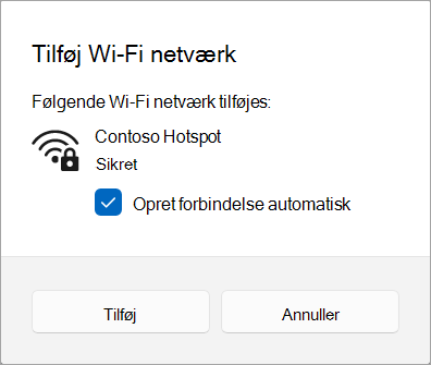 Tilføjelse af et Wi-Fi netværk til Windows 11.