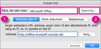 Office til Mac-linkdialogboks