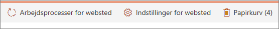 Visning af papirkurvsknappen i webstedsindhold.