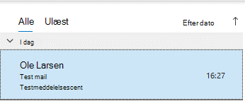 Outlook sendte elementer-vinduet, der viser sendte mails, der ikke længere er markeret med flag