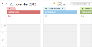 Flere kalendere med forskellige baggrundsfarver
