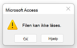Fejlmeddelelse: Filen kunne ikke låses.