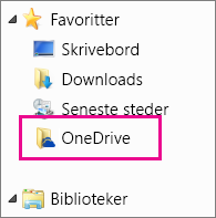 Mappen OneDrive i Windows Stifinder