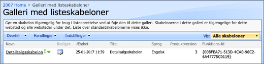 Listegalleri med én listeskabelon