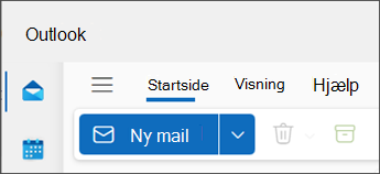 Nyt Outlook til Windows-billede med "ny mail" fremhævet med blåt.