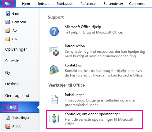 Installer Office-opdateringer - Microsoft
