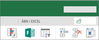 Knappen Rediger i Excel