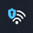 Når du har forbindelse til et VPN via Wi-Fi, viser ikonet Wi-Fi et lille blåt VPN-skjold.  